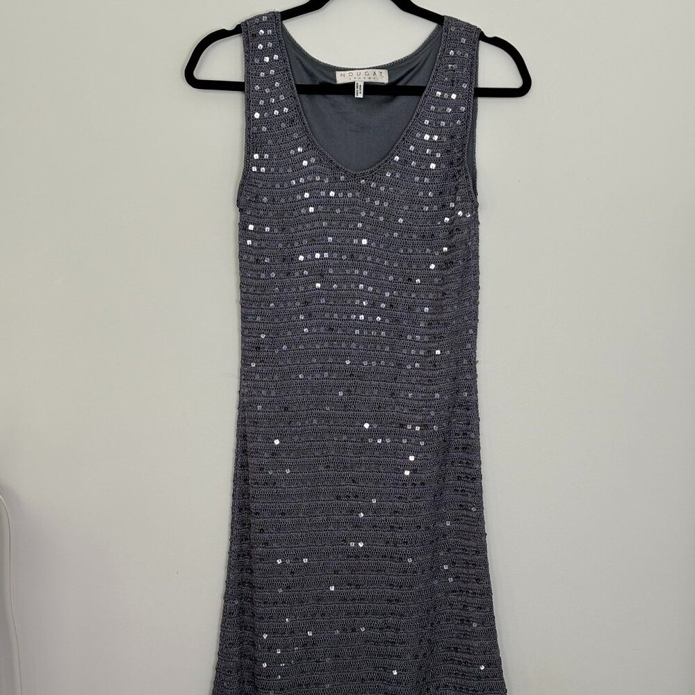 Vintage Sequin Blue Maxi Dress